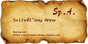 Szilvássy Anna névjegykártya