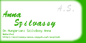 anna szilvassy business card